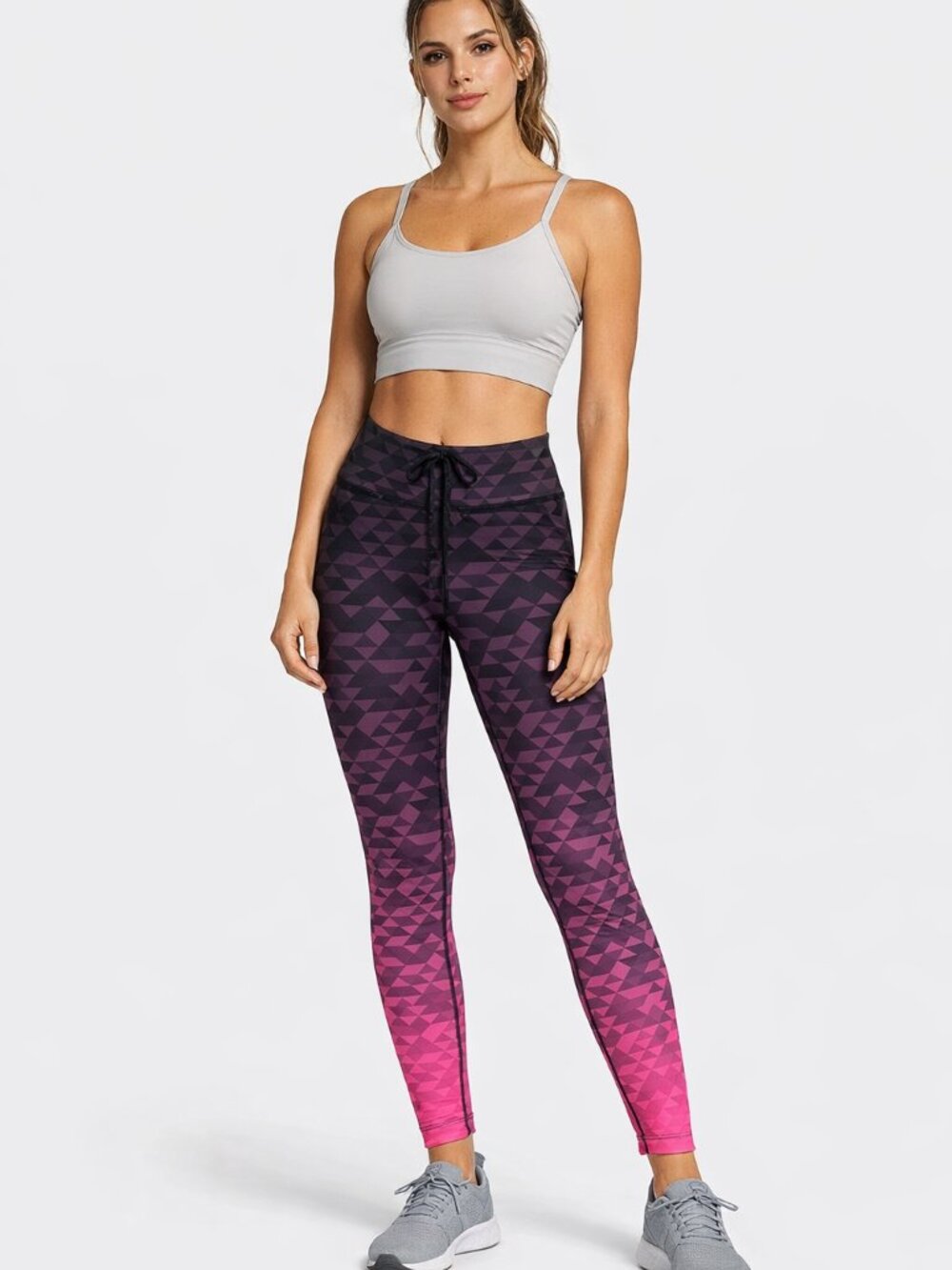 Xersion Pink to Purple Ombre Geometric Capri Leggings Womens Size Small